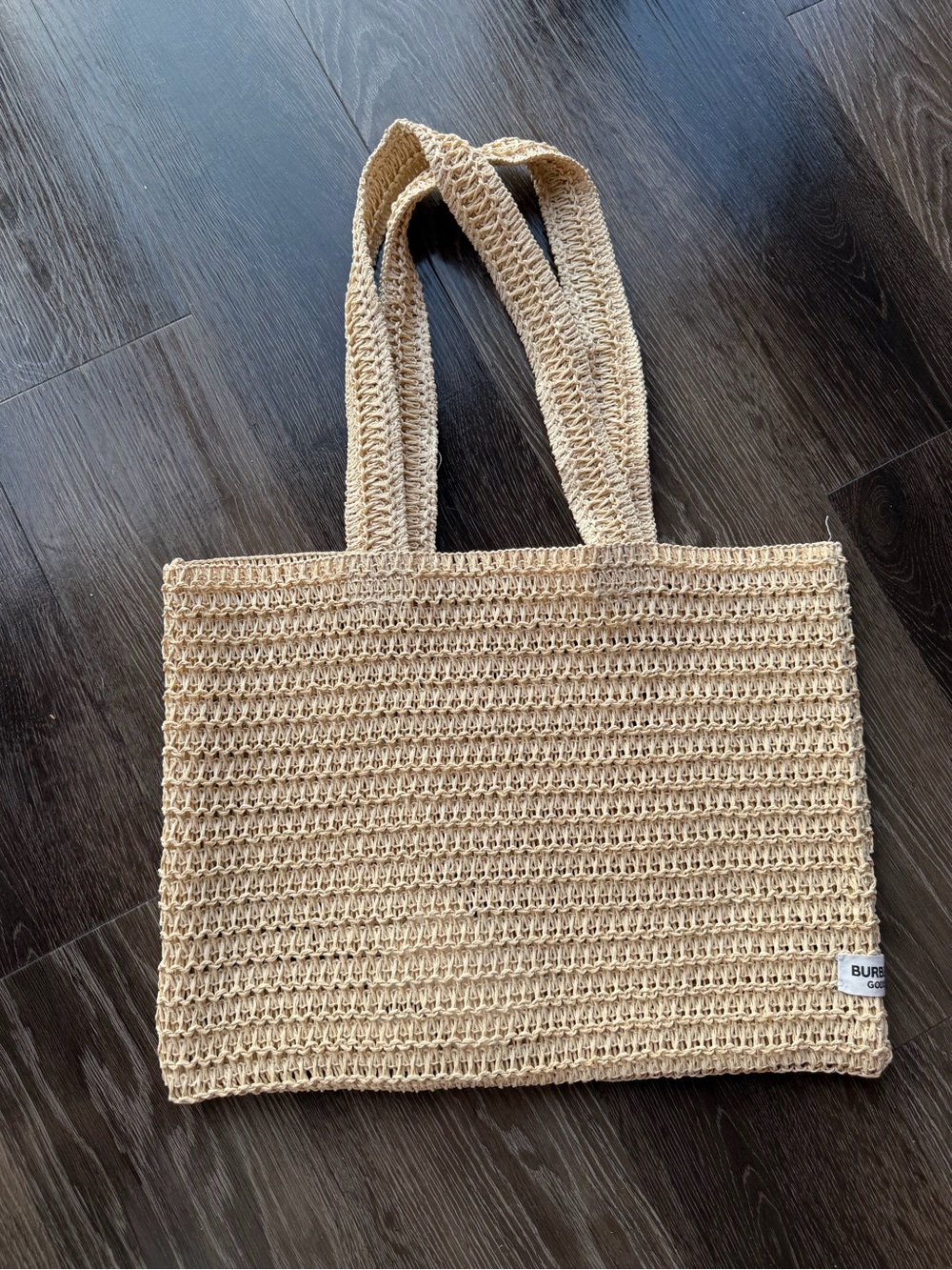 NWOT Burberry Goddess straw tote bag